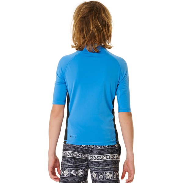 2025 Rip Curl Junior Icons UV Brushed Short Sleeve Rash Guard 11ZBRV - Blue Gum